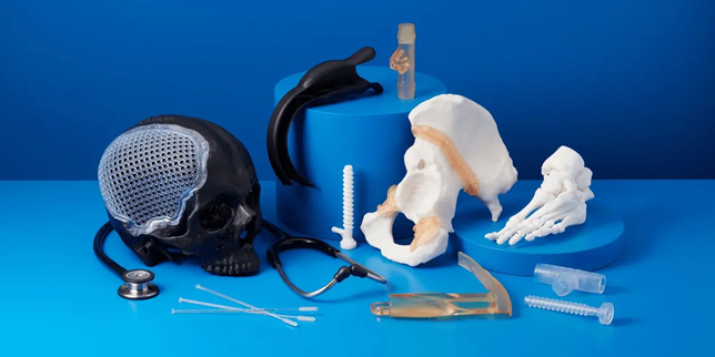 The skull represents our mortality, while the stethoscope and other medical supplies represent our ability to heal and overcome illness. The blue background could represent the vastness and complexity of the human mind.